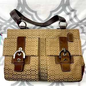Coach Signature Brown and Tan Tote